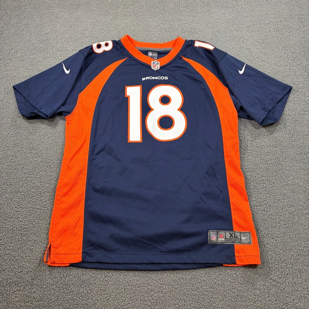 Nike Football Jersey Boys XL Blue Peyton Manning Denver Broncos 18 On Field